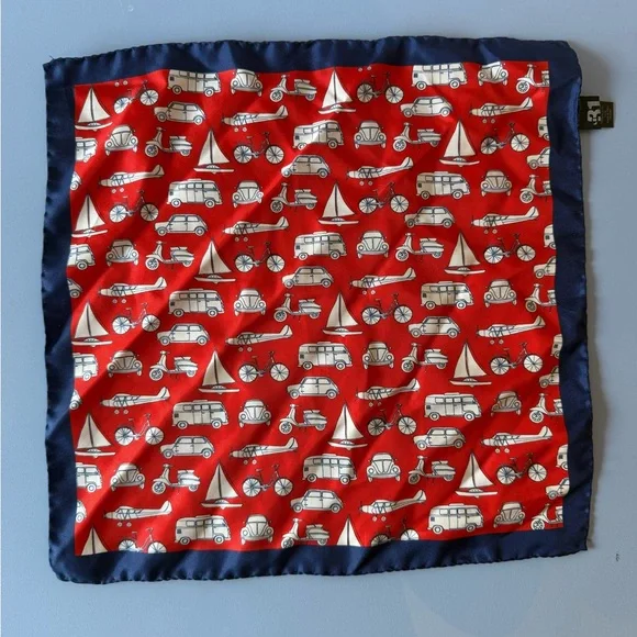 Red and Blue Patterned Pocket Square - Picture 1 of 7